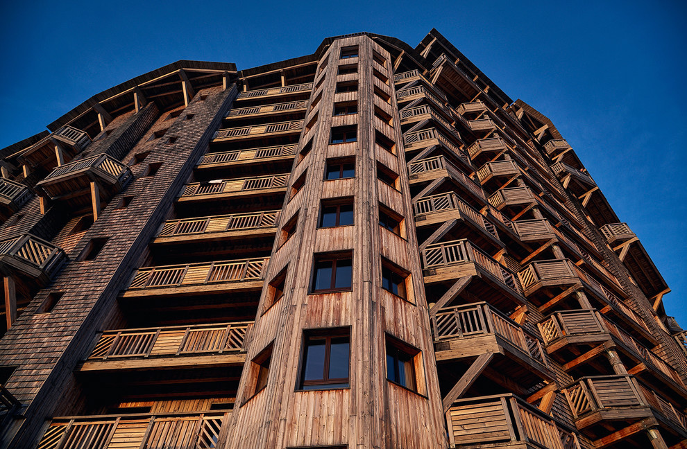 Съемка архитеркуры горнолыжного курорта Avoriaz (Франция)