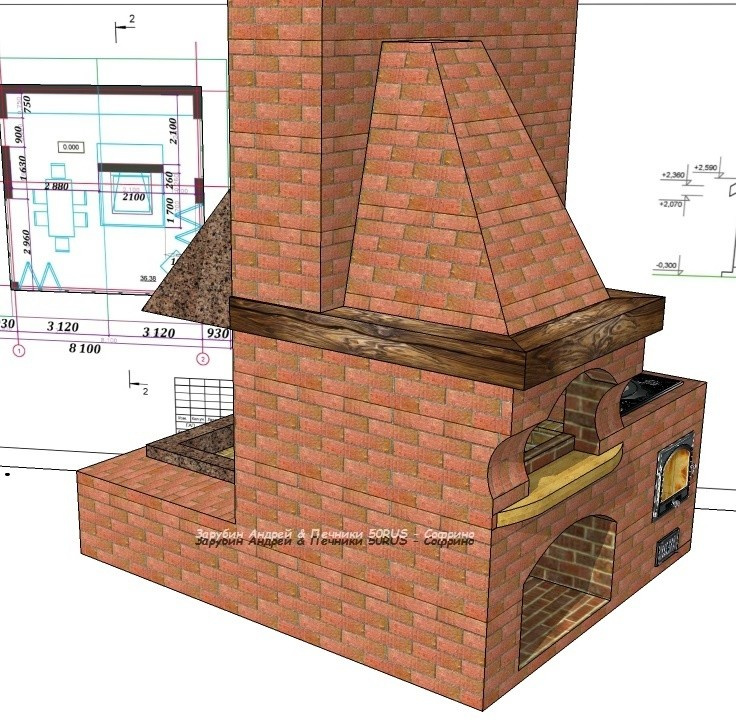 Проект Камина - Очага + печь под казан + магал "Аврора"