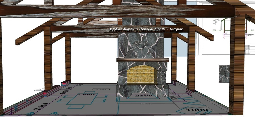Проект Камина - Очага + печь под казан + магал "Аврора"