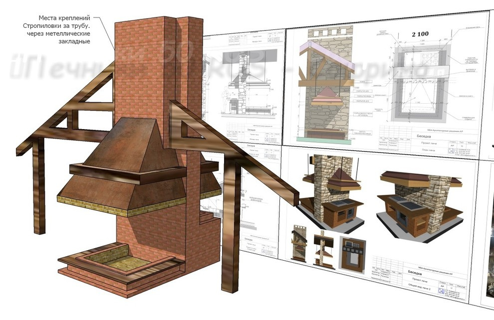 Проект Камина - Очага + печь под казан + магал "Аврора"