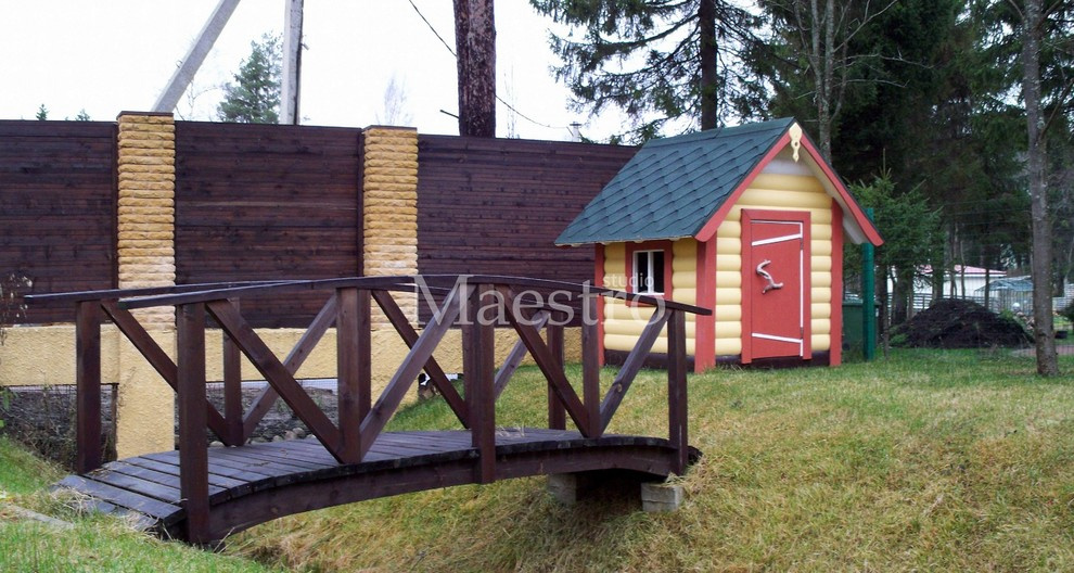 Мостик через ручей | Детский игровой домик | Рельеф участка