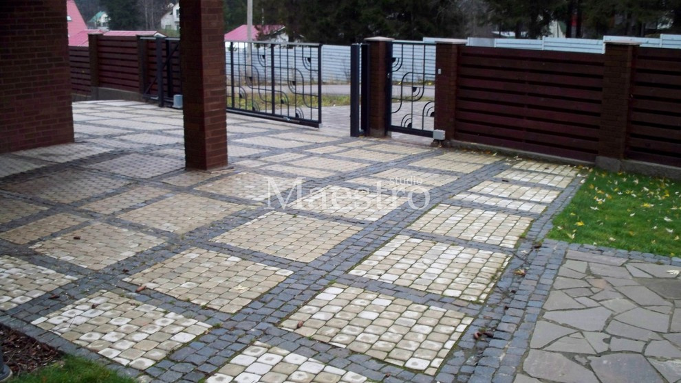 Въезд на территорию | Мощение | Тротуарная плитка | Песчаник