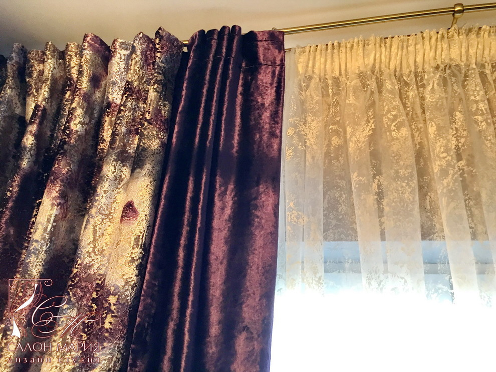 Шторы из бархата и шинила