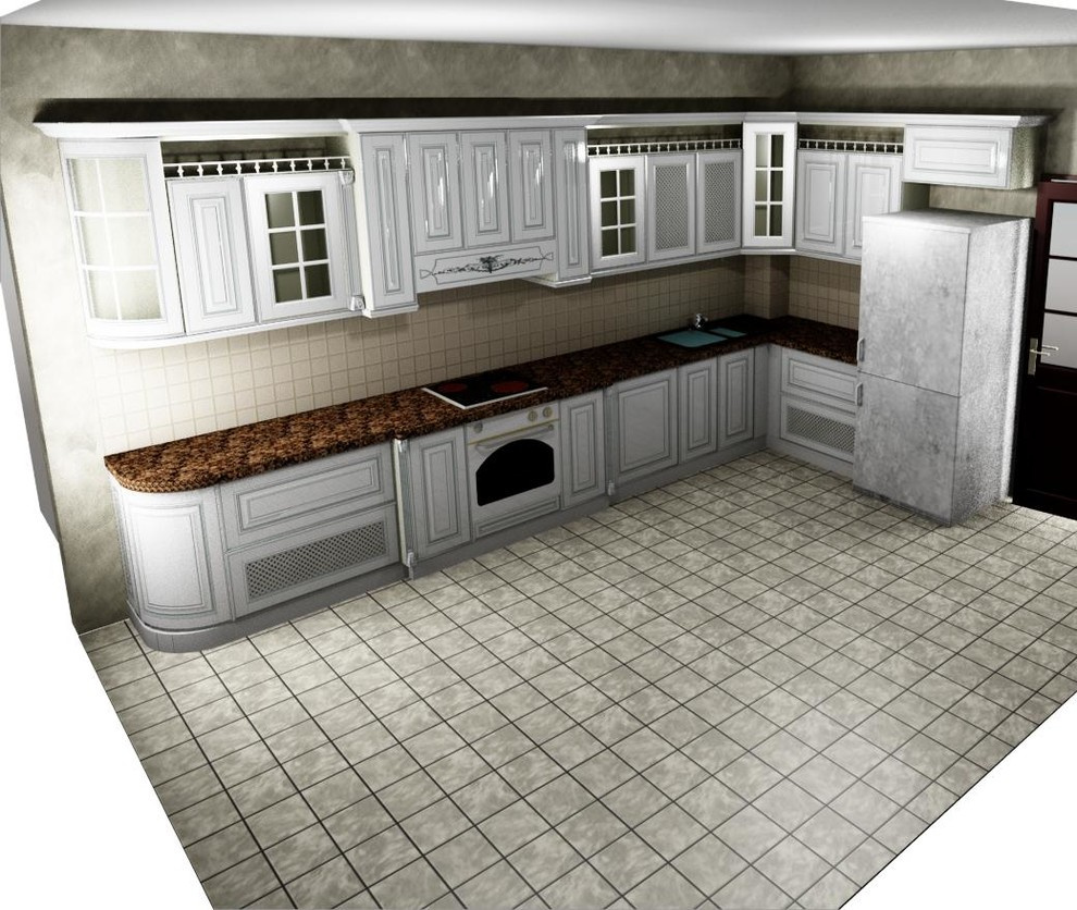 Обложка проекта: Кухня Классика белая с патиной