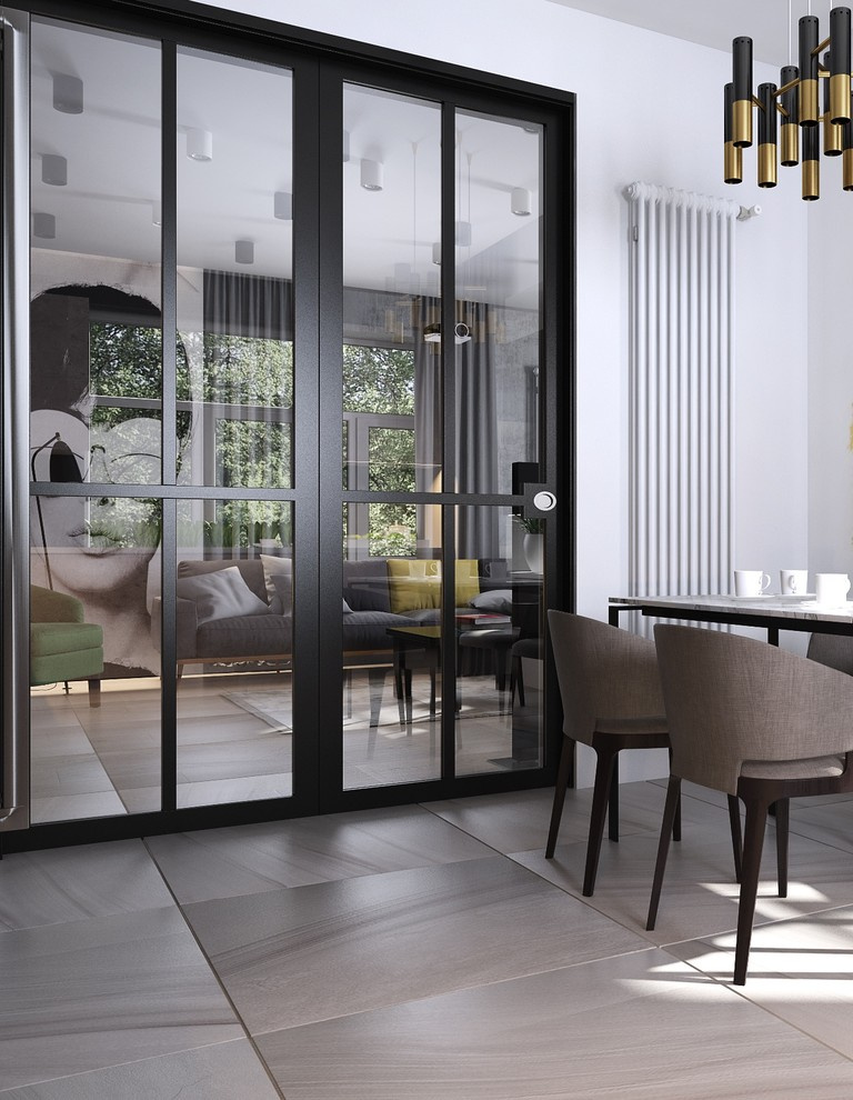 Перегородка распашная в кухне обеденной