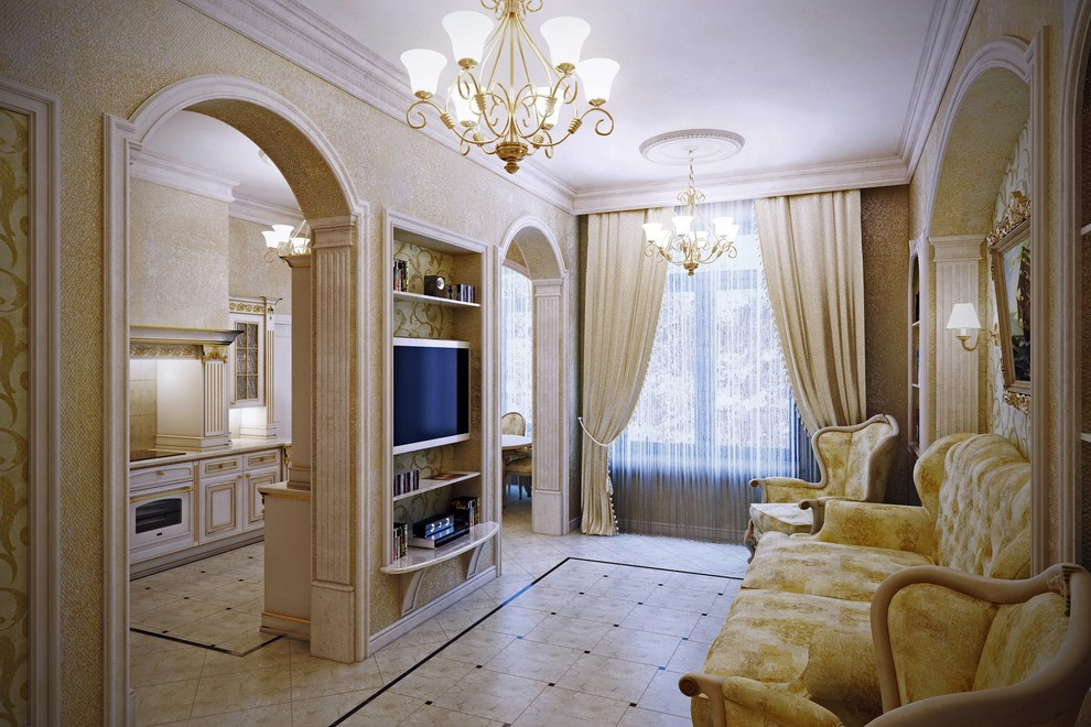 Обложка проекта: Дизайн однокомнатной квартиры в классическом стиле на Крестовском острове.