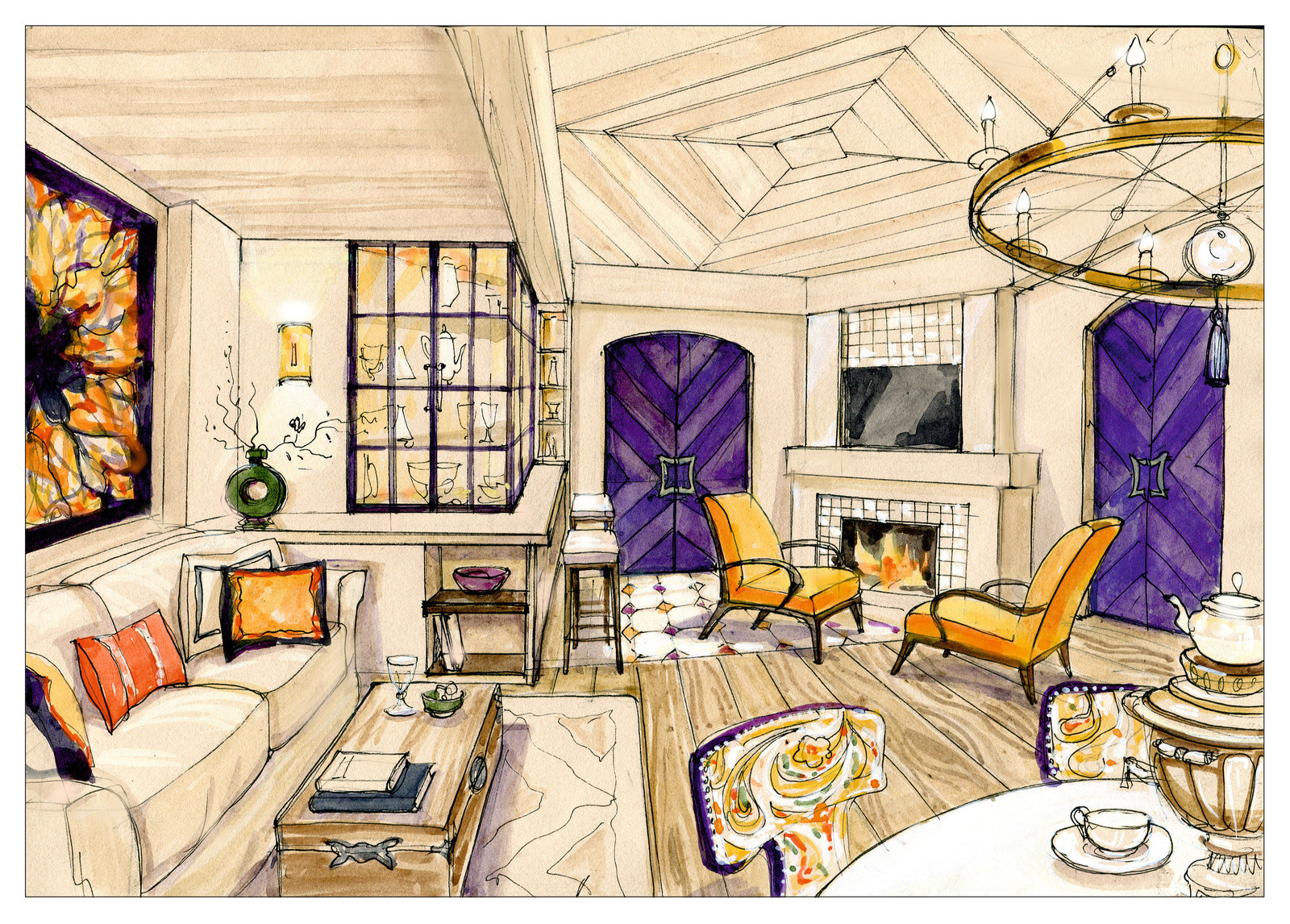 Проект "Гостиная с фиолетовым кантом" для программы Дачный Ответ на НТВ