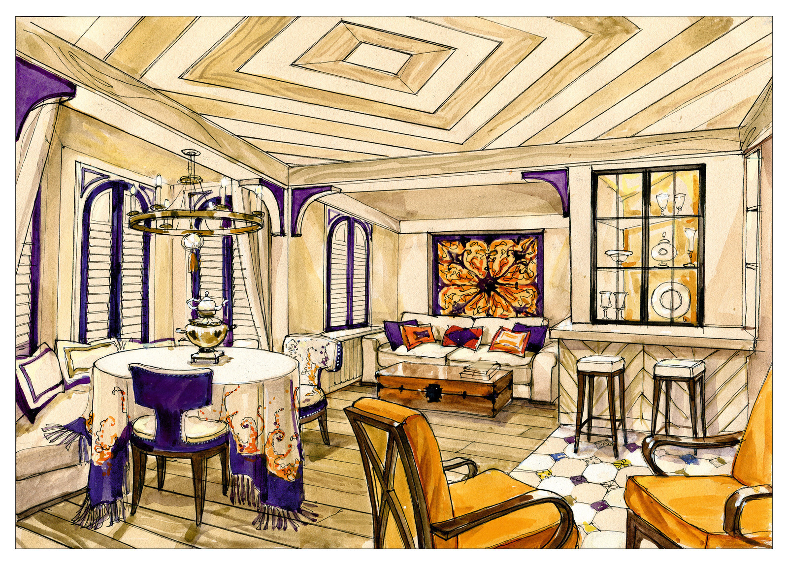 Проект "Гостиная с фиолетовым кантом" для программы Дачный Ответ на НТВ