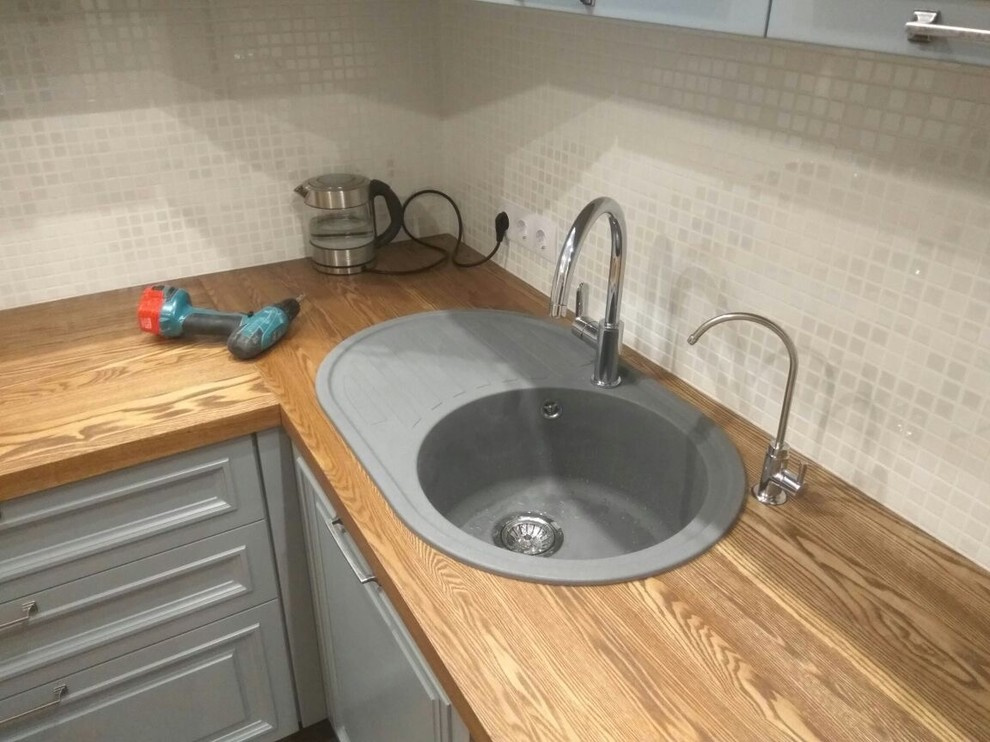 Серо-голубая кухня