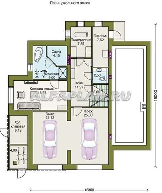 Планы этажей проекта коттеджа "Три семерки" 77а + проект бассейна 287В