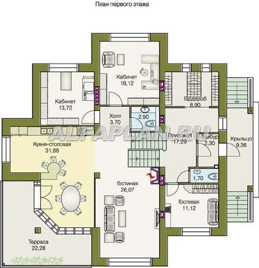Планы этажей проекта коттеджа "Три семерки" 77а + проект бассейна 287В
