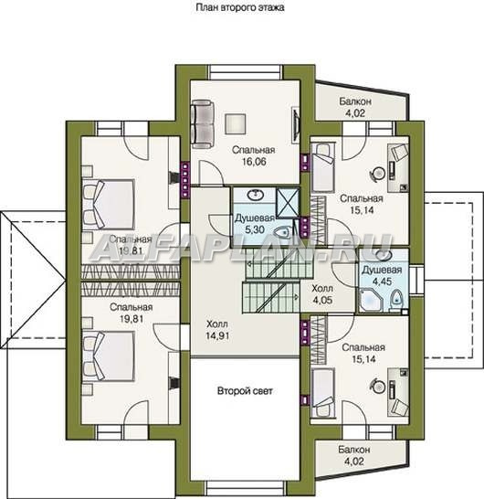 Планы этажей проекта коттеджа "Три семерки" 77а + проект бассейна 287В