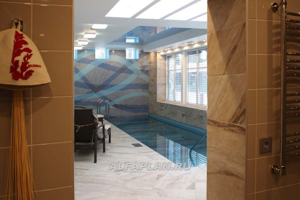 Реализация и интерьеры проекта коттеджа "Три семерки" 77а + проект бассейна 287В