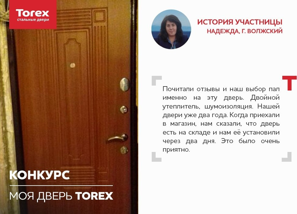 Отзывы участников конкурса "Моя дверь Torex"