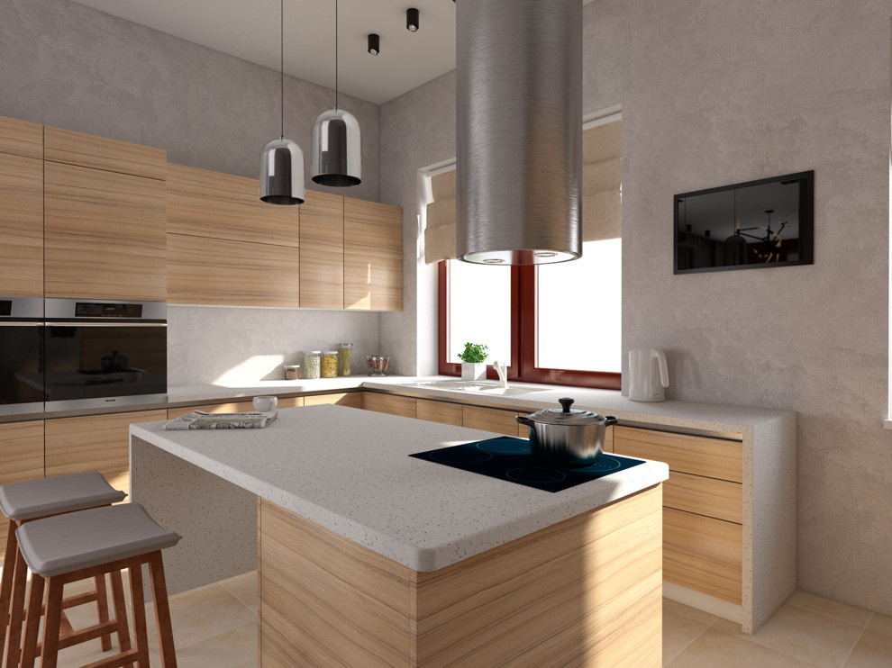 Гостиная-столовая и кухня дома в Пирогово