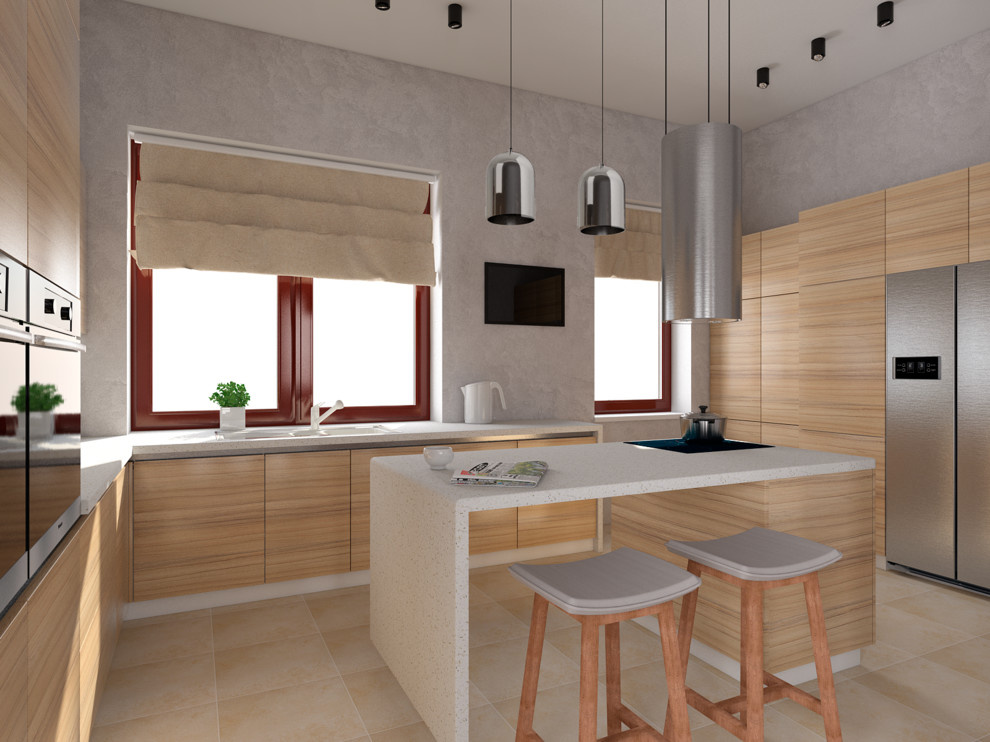 Гостиная-столовая и кухня дома в Пирогово