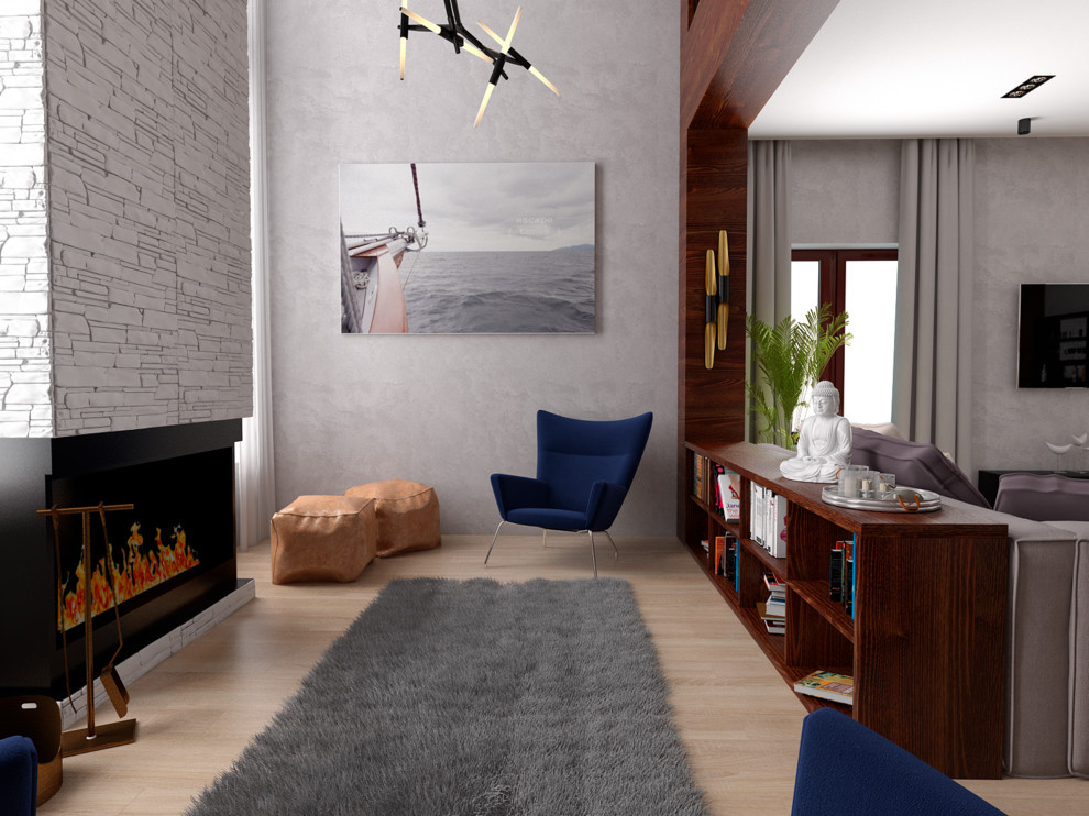 Гостиная-столовая и кухня дома в Пирогово