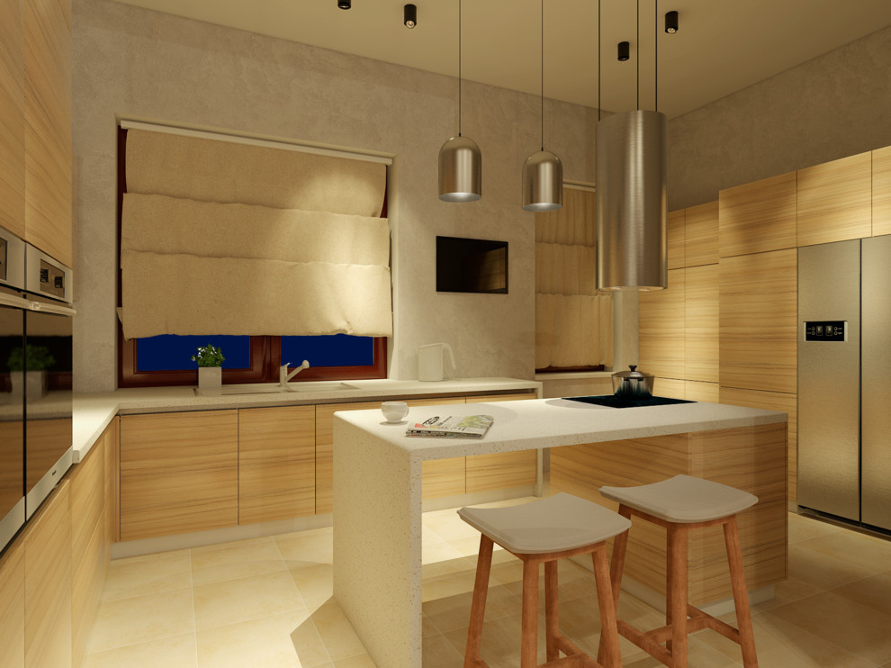 Гостиная-столовая и кухня дома в Пирогово