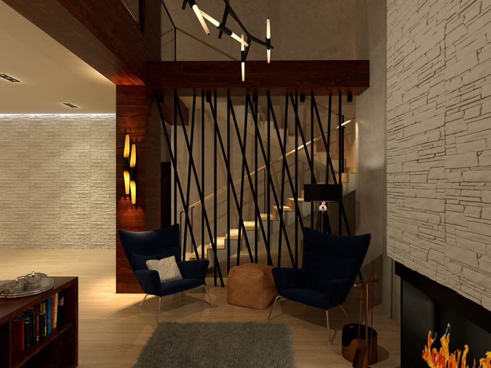 Гостиная-столовая и кухня дома в Пирогово