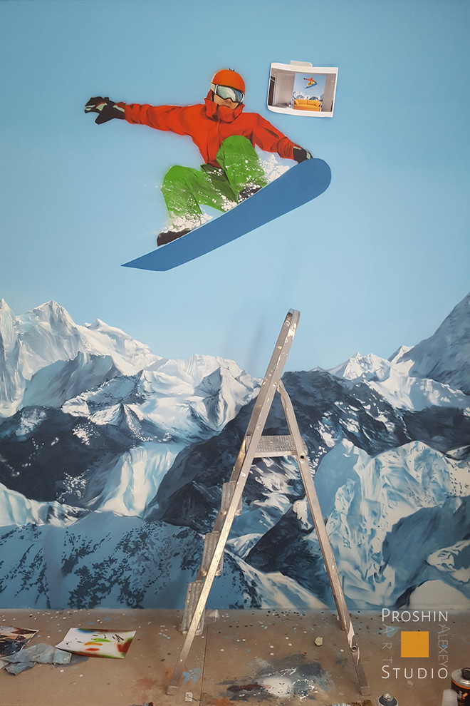 Роспись стены в детской комнате мальчика