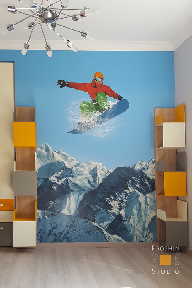 Роспись стены в детской комнате мальчика