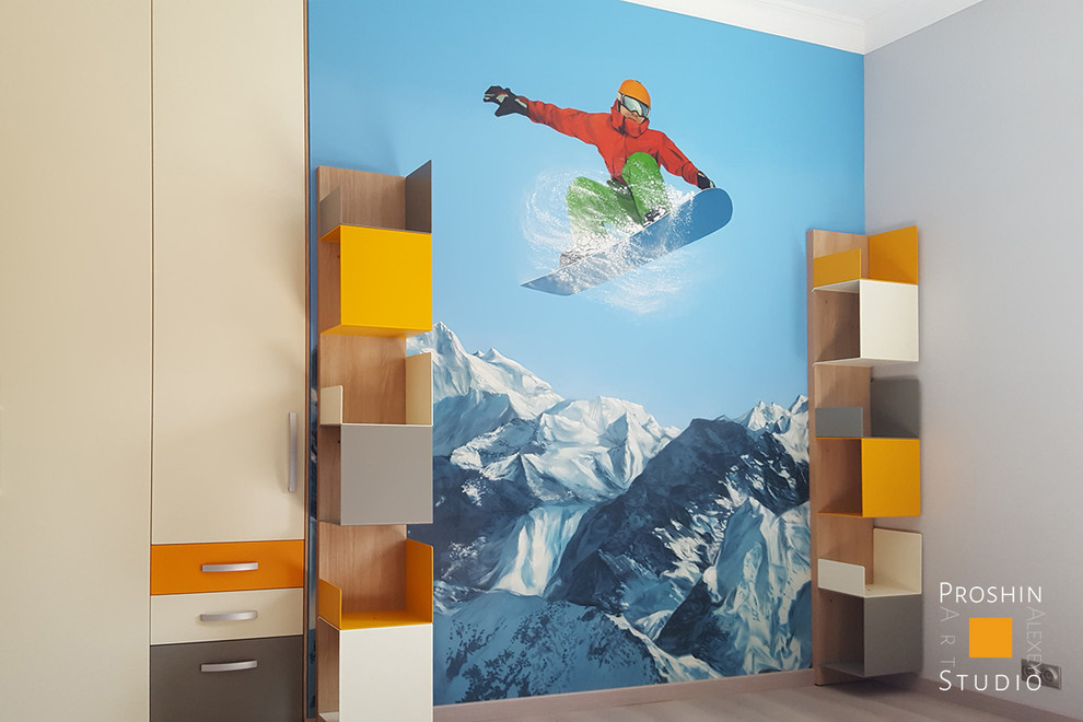 Роспись стены в детской комнате мальчика