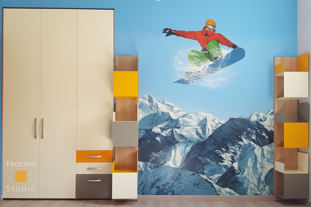 Роспись стены в детской комнате мальчика