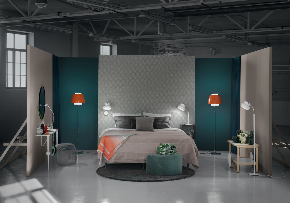 Номер в отеле с напольными светильниками Bumling Mini и Birdie от atelje Lyktan