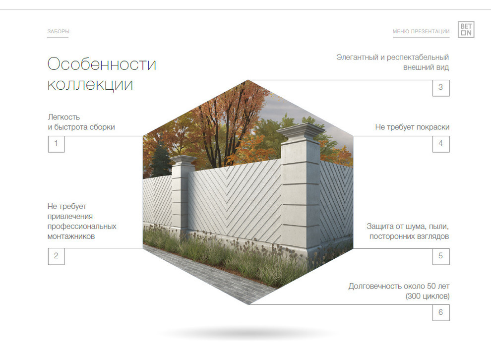 Оригинальное решение забора и уличных ограждений с использованием BetON