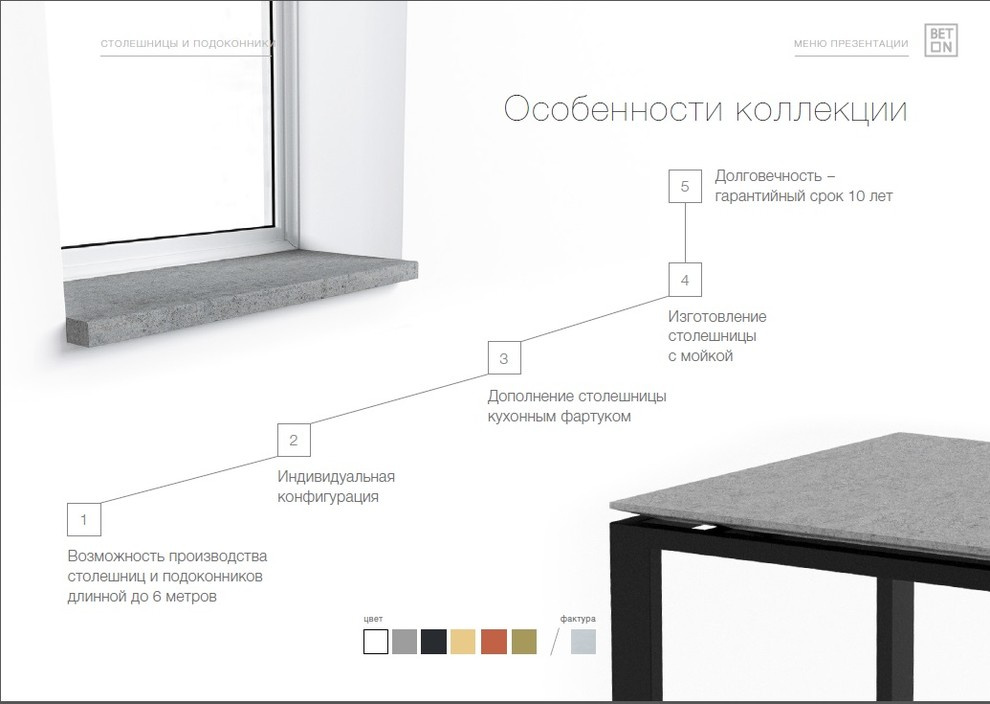 Интерьер кухни - столешницы, фартуки в стиле лофт с использованием BetON