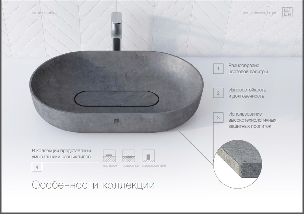 Оригинальные умывальники и ванные бренда BetON