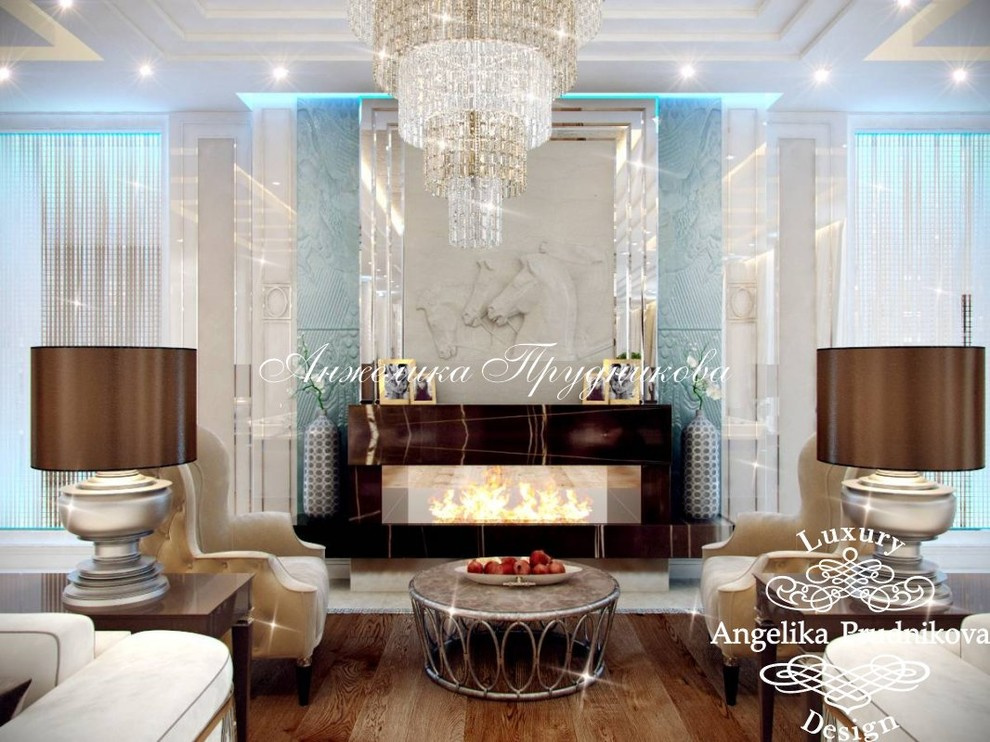 Дизайн проект интерьера гостиной в стиле Ар Деко в Барвихе