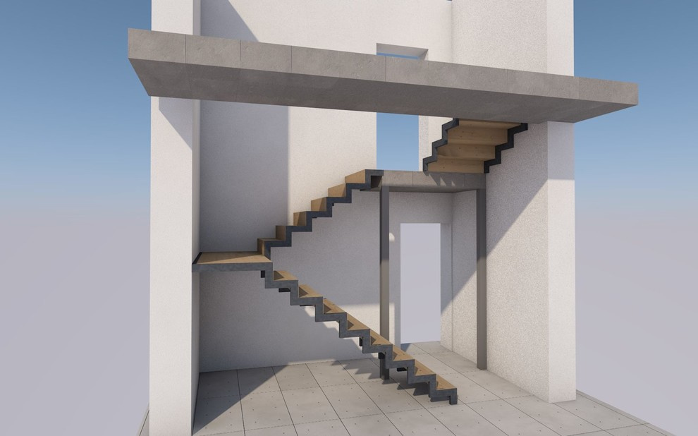 Металлическая лестница с дизайнерскими перилами