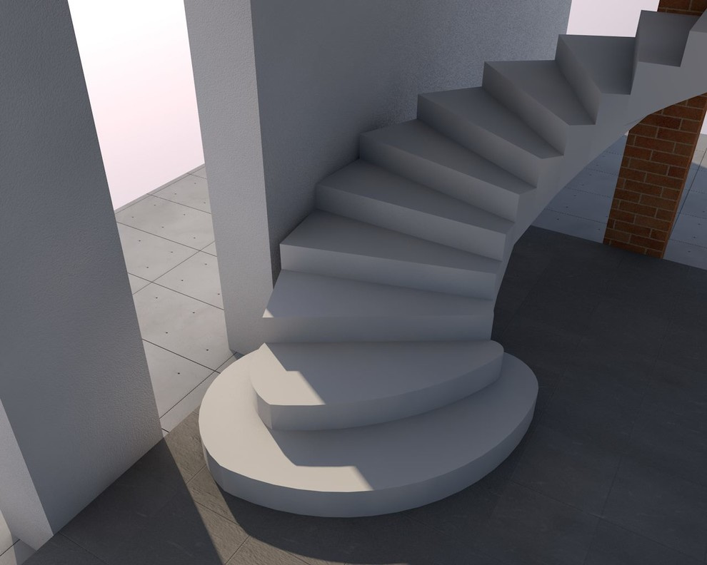 Комбинированная полувинтовая лестница с забежными ступенями