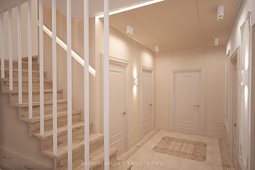 КП "Республика Сантория". Двухэтажный жилой дом.Интерьер в стиле Классика-лайт