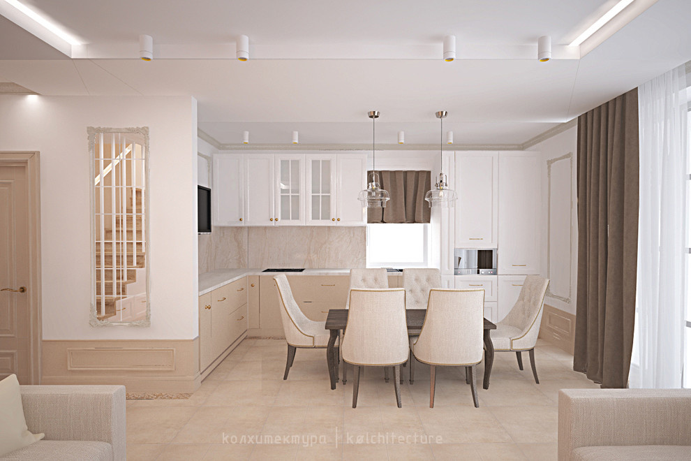 КП "Республика Сантория". Двухэтажный жилой дом.Интерьер в стиле Классика-лайт