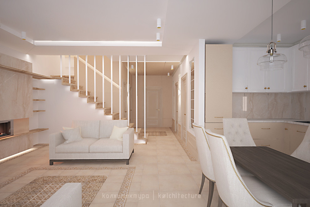 КП "Республика Сантория". Двухэтажный жилой дом.Интерьер в стиле Классика-лайт