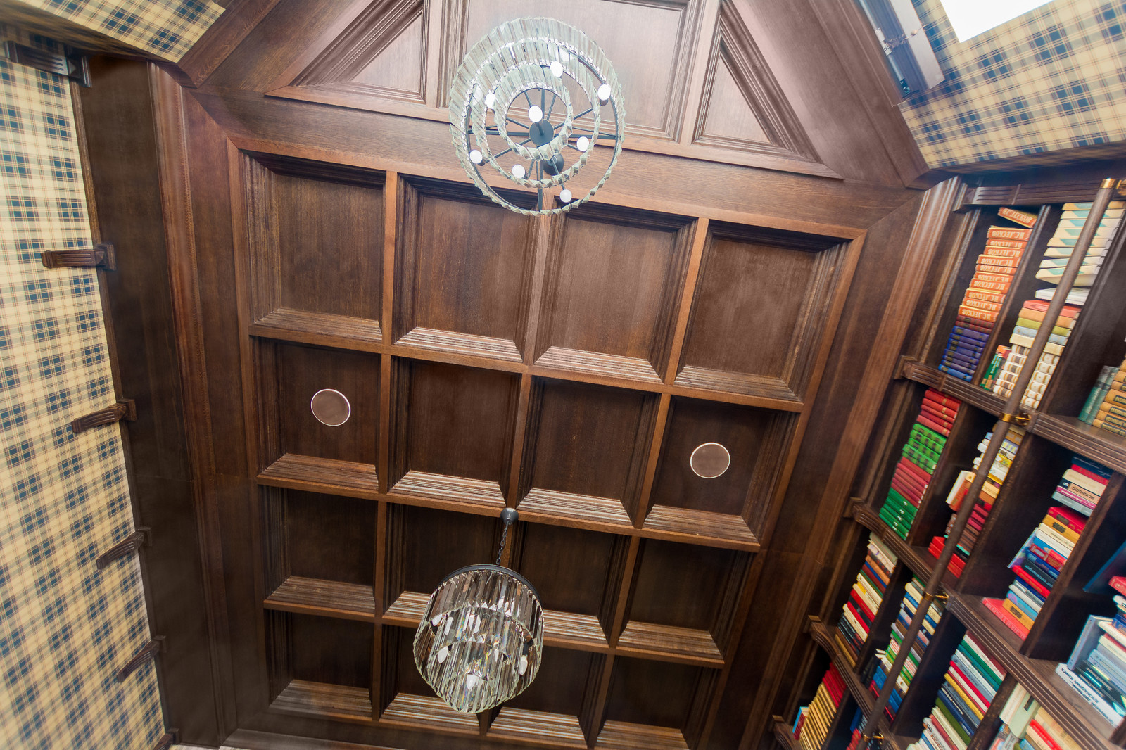 Кабинет с библитоекой и потолком