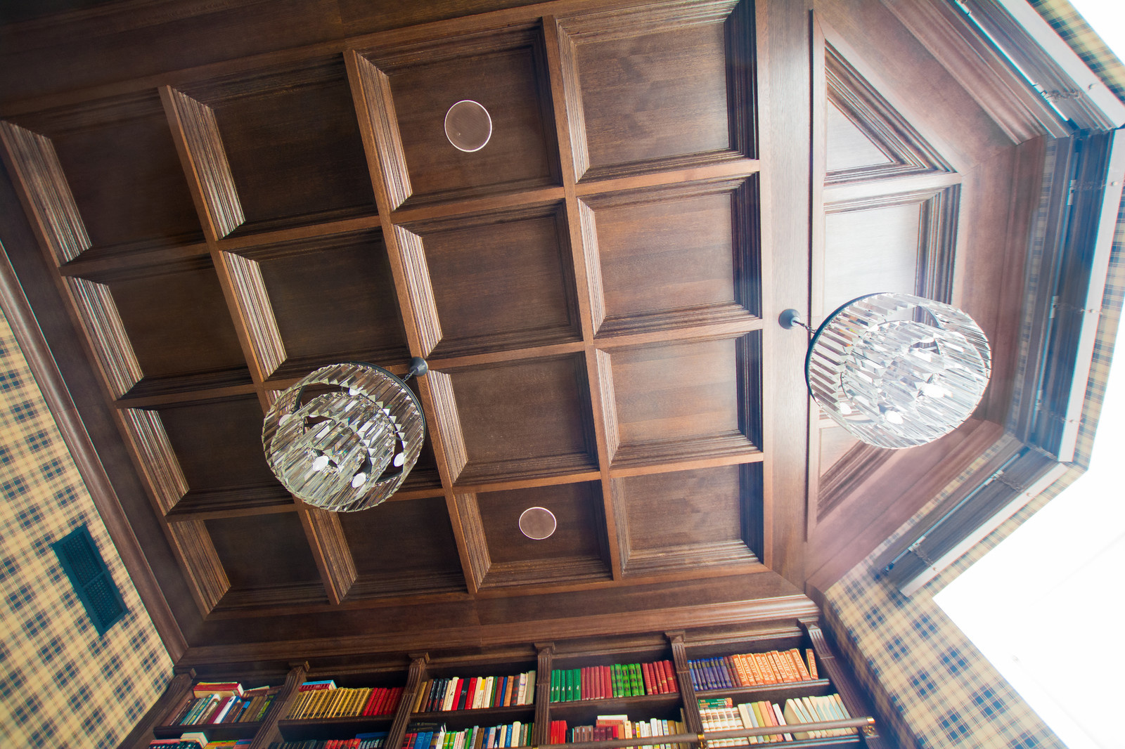 Кабинет с библитоекой и потолком