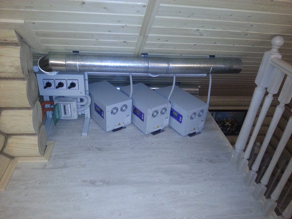 Электромонтажные работы в домах из оцилиндрованного бревна.