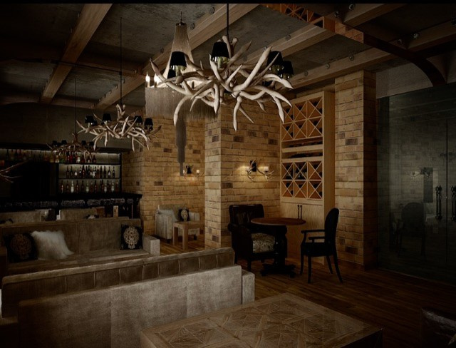 Ресторан загородного отеля в стиле шале