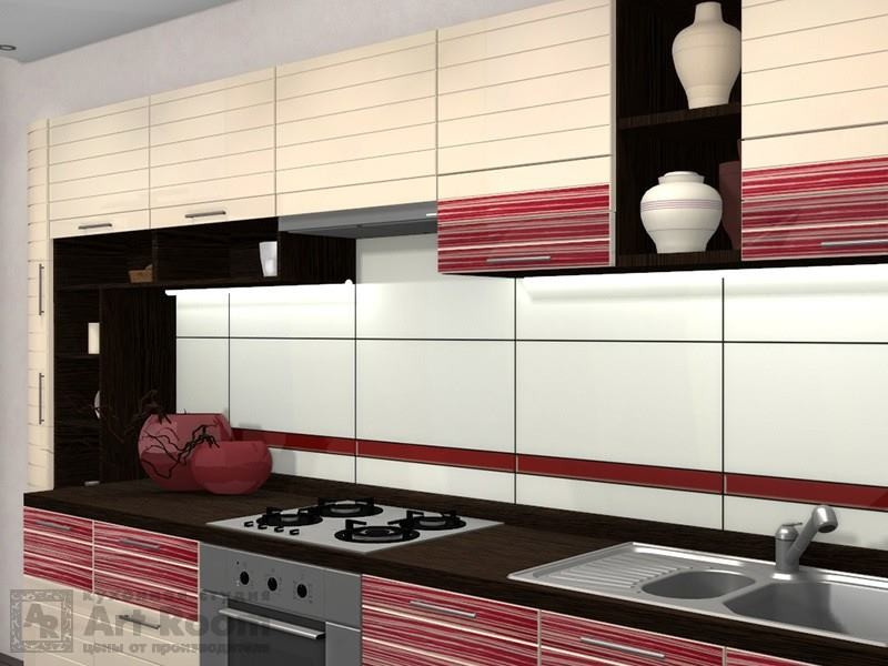 Кухня с фасадами МДФ эмаль и шпон