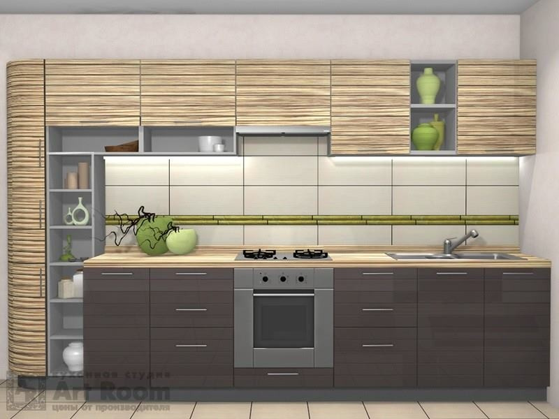 Кухня с фасадами МДФ эмаль и шпон