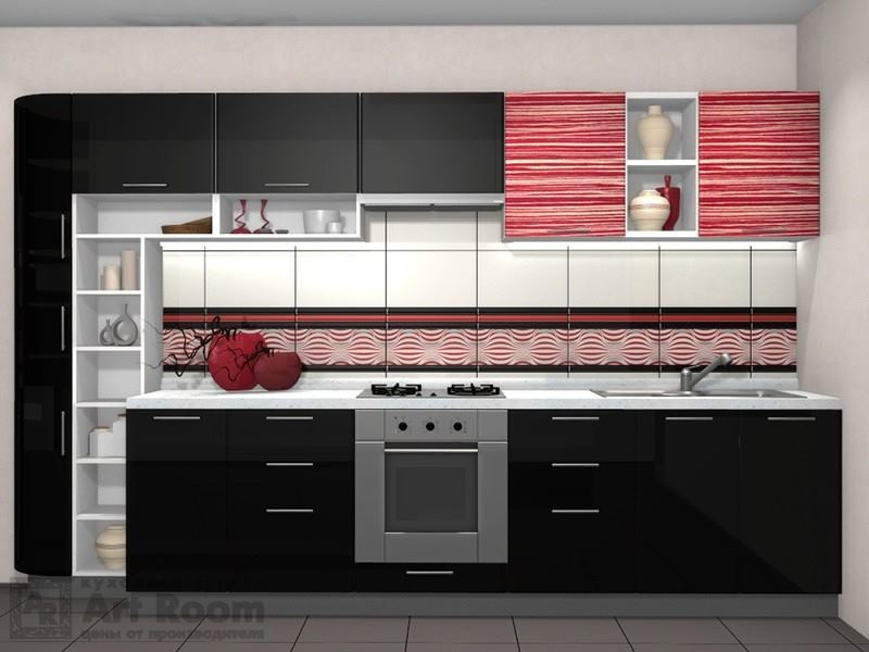 Кухня с фасадами МДФ эмаль и шпон