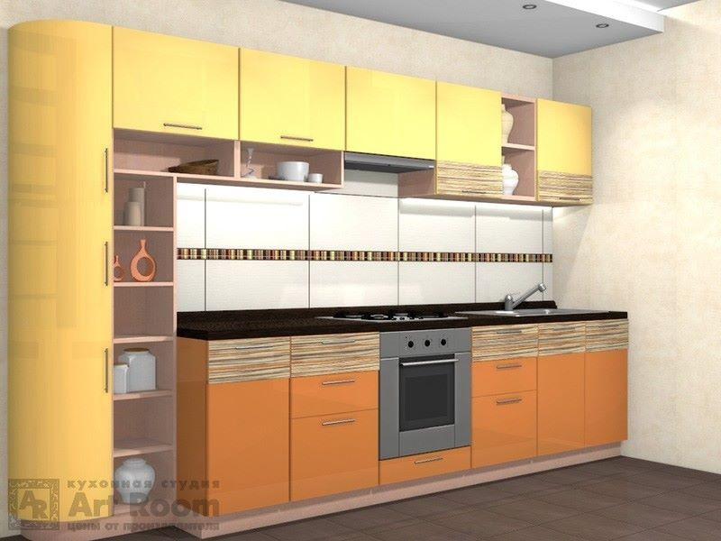 Кухня с фасадами МДФ эмаль и шпон