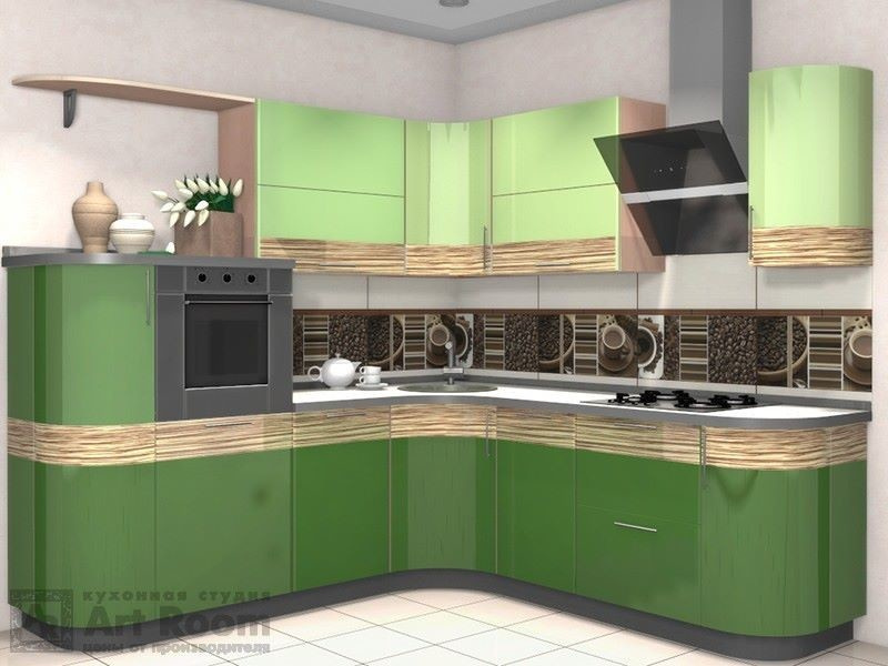 Кухня с фасадами МДФ эмаль и шпон