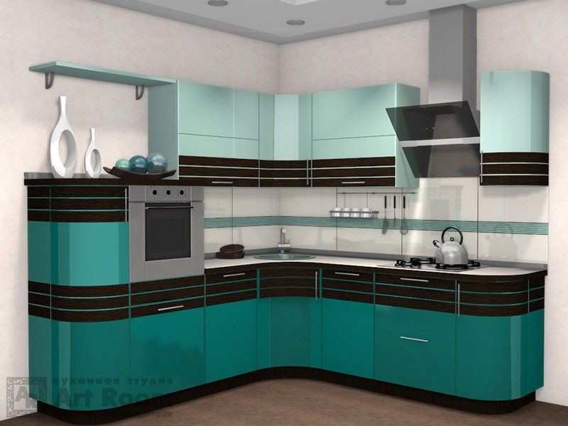 Кухня с фасадами МДФ эмаль и шпон