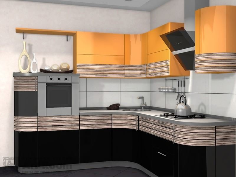 Кухня с фасадами МДФ эмаль и шпон