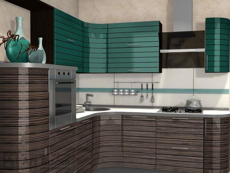 Кухня с фасадами МДФ эмаль и шпон