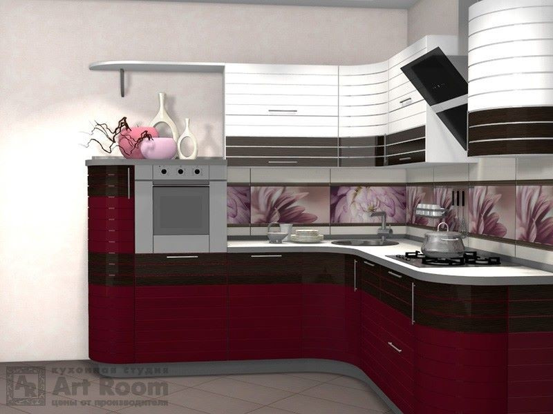 Кухня с фасадами МДФ эмаль и шпон